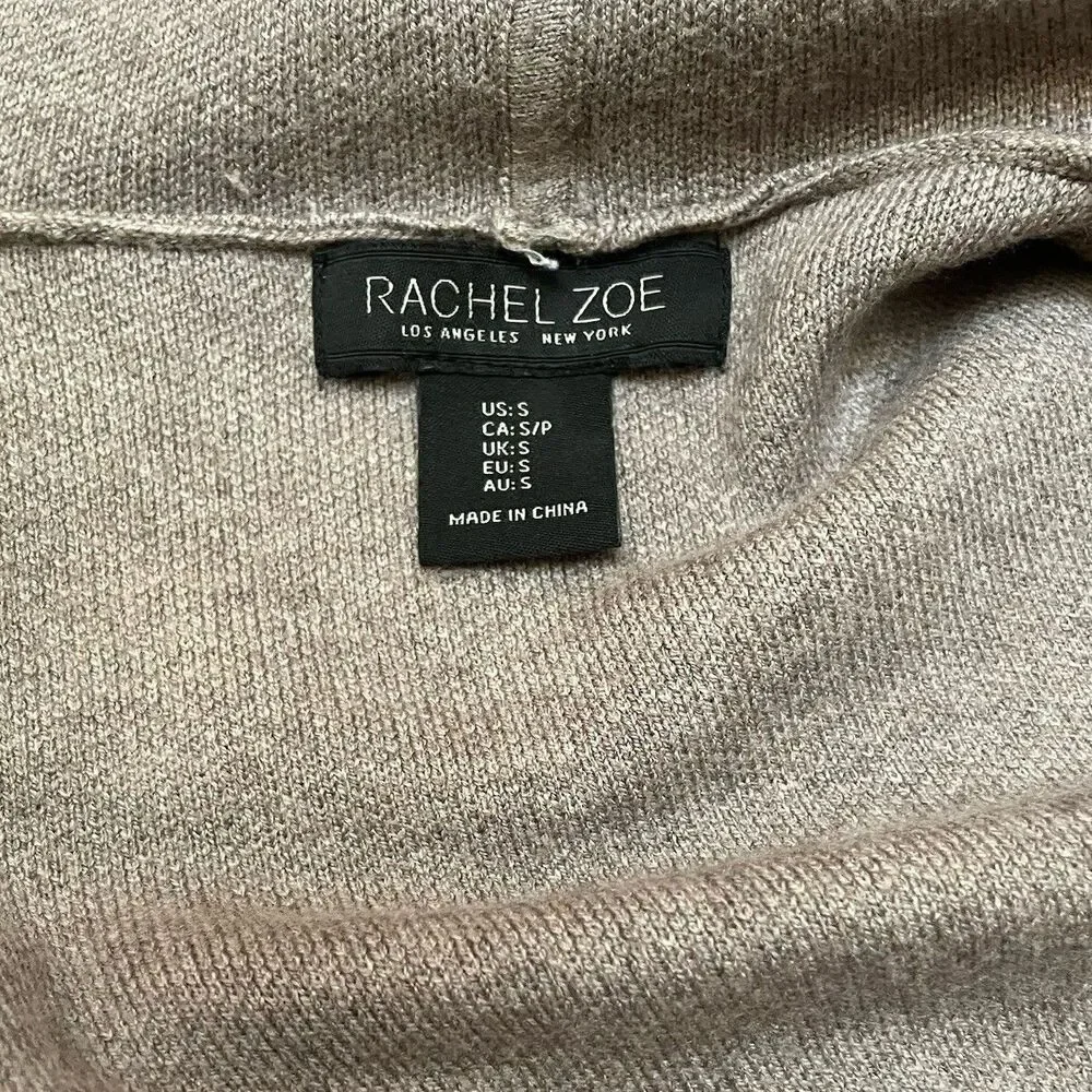Rachel Zoe Wrap Sweater Jacket S Taupe Asymmetric Drape Cozy Luxury Duster Coat
